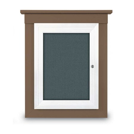 United Visual Products 72"x48" 3-Door Enclosed Letterboard, Header, Green Felt/Walnut UV2628HD-WALNUT-GREEN